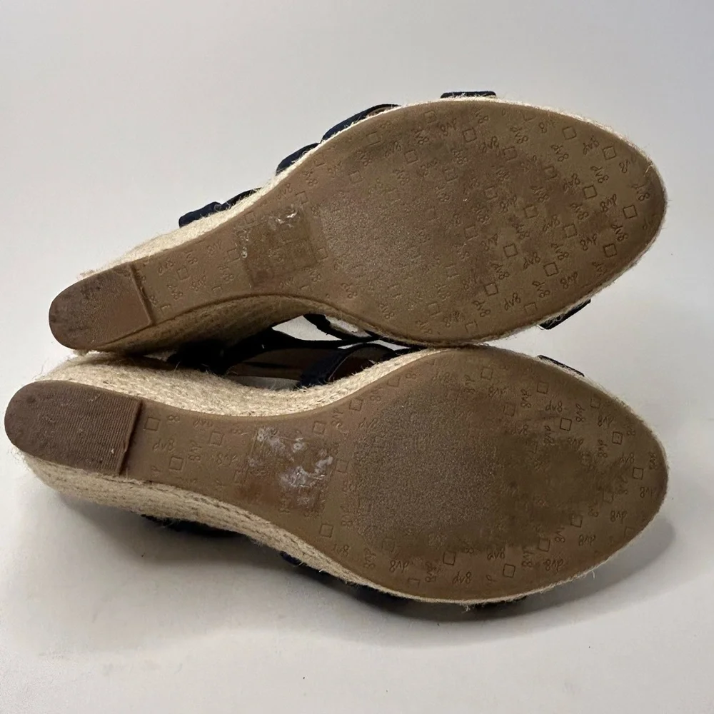 DV8 Dolce Vita Blue Suede Open Toe Strappy Espadrille Wedge Sandal Size 8.5